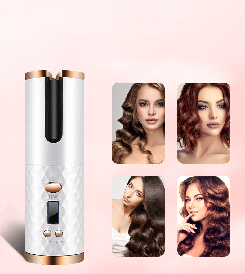 Rechargeable Automatic Hair Curler Women Portable Hair Curling Iron LCD Display Ceramic Curly Rotating Curling Wave Styler