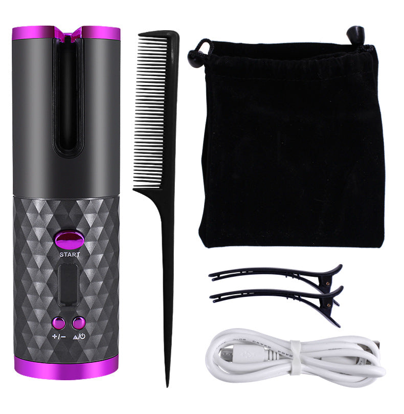 Rechargeable Automatic Hair Curler Women Portable Hair Curling Iron LCD Display Ceramic Curly Rotating Curling Wave Styler