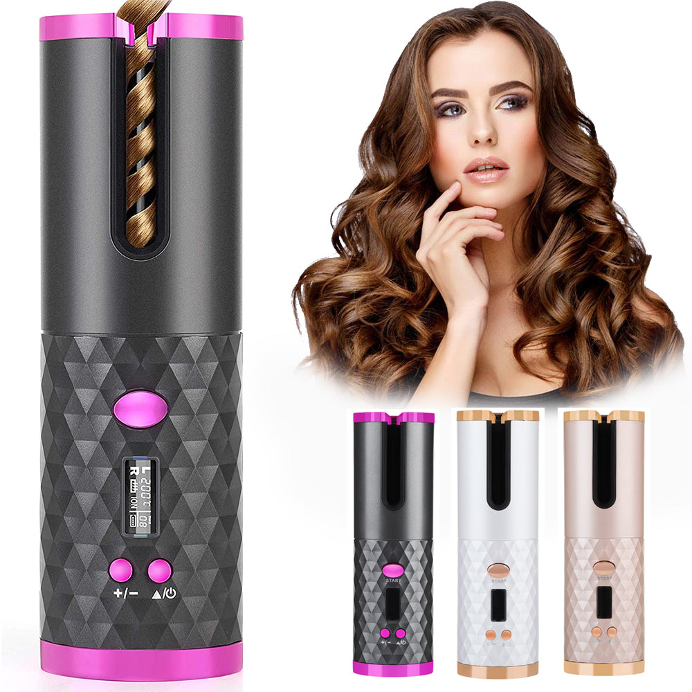 Rechargeable Automatic Hair Curler Women Portable Hair Curling Iron LCD Display Ceramic Curly Rotating Curling Wave Styler